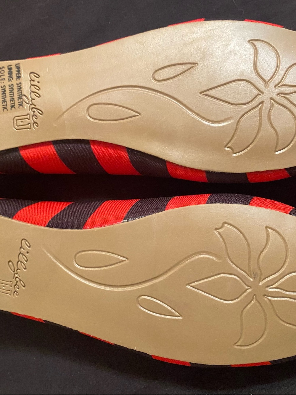 Collegiate Red and Black Striped Ballet Flats - Picture 4 of 7